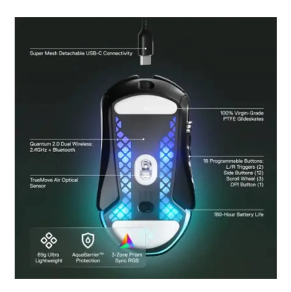 Steelseries Aerox 9 RGB Optical Honeycomb Gaming Mouse